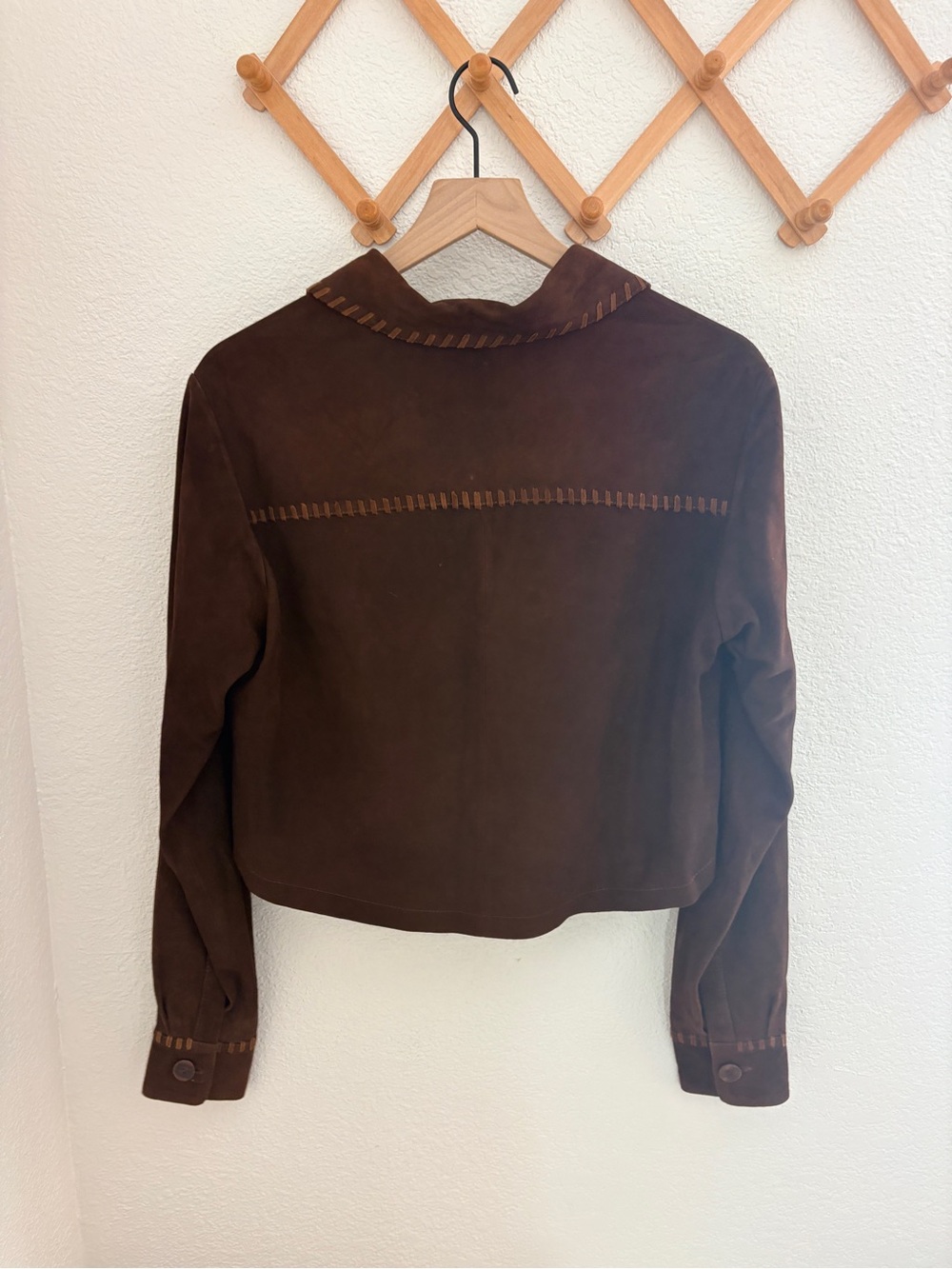 Free People x Brenda Knight Suede Lambskin Chocolate Brown Cropped Jacket - Picture 6 of 10